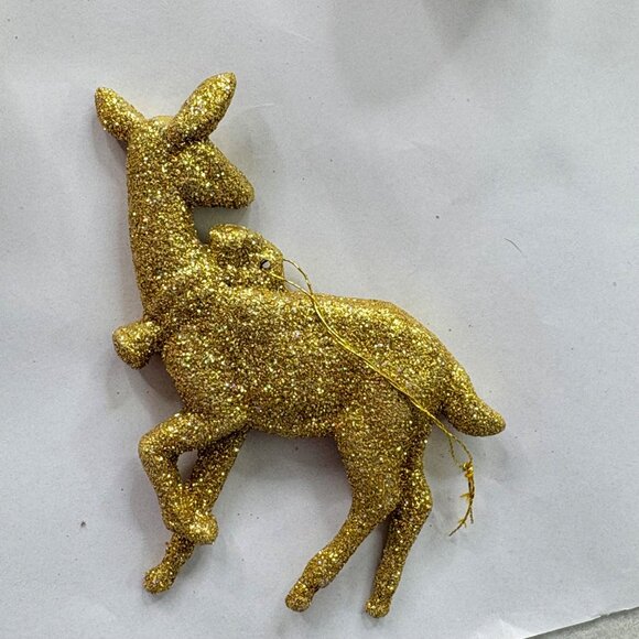 VTG Christmas Ornaments Set Of 8 Glittery Gold Pear Deer DIY Holiday Crafts - Picture 12 of 14